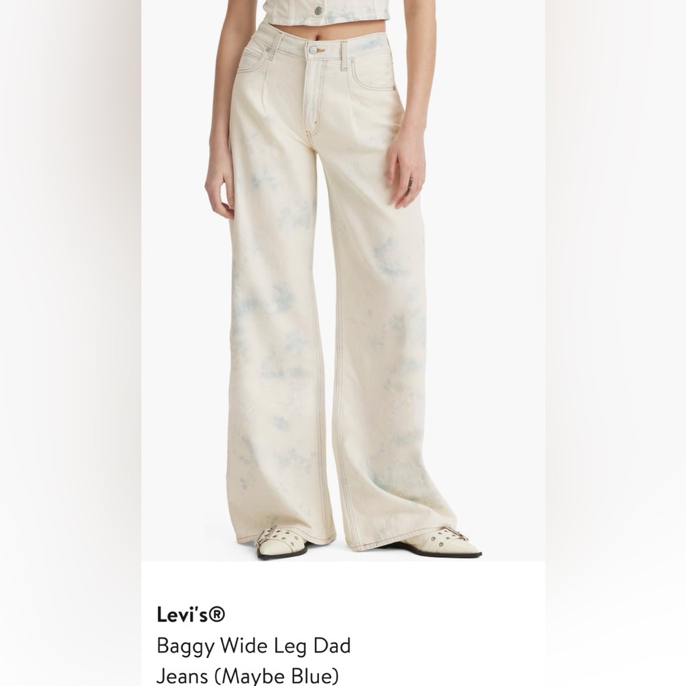Levi's Cream Wide Leg Jeans